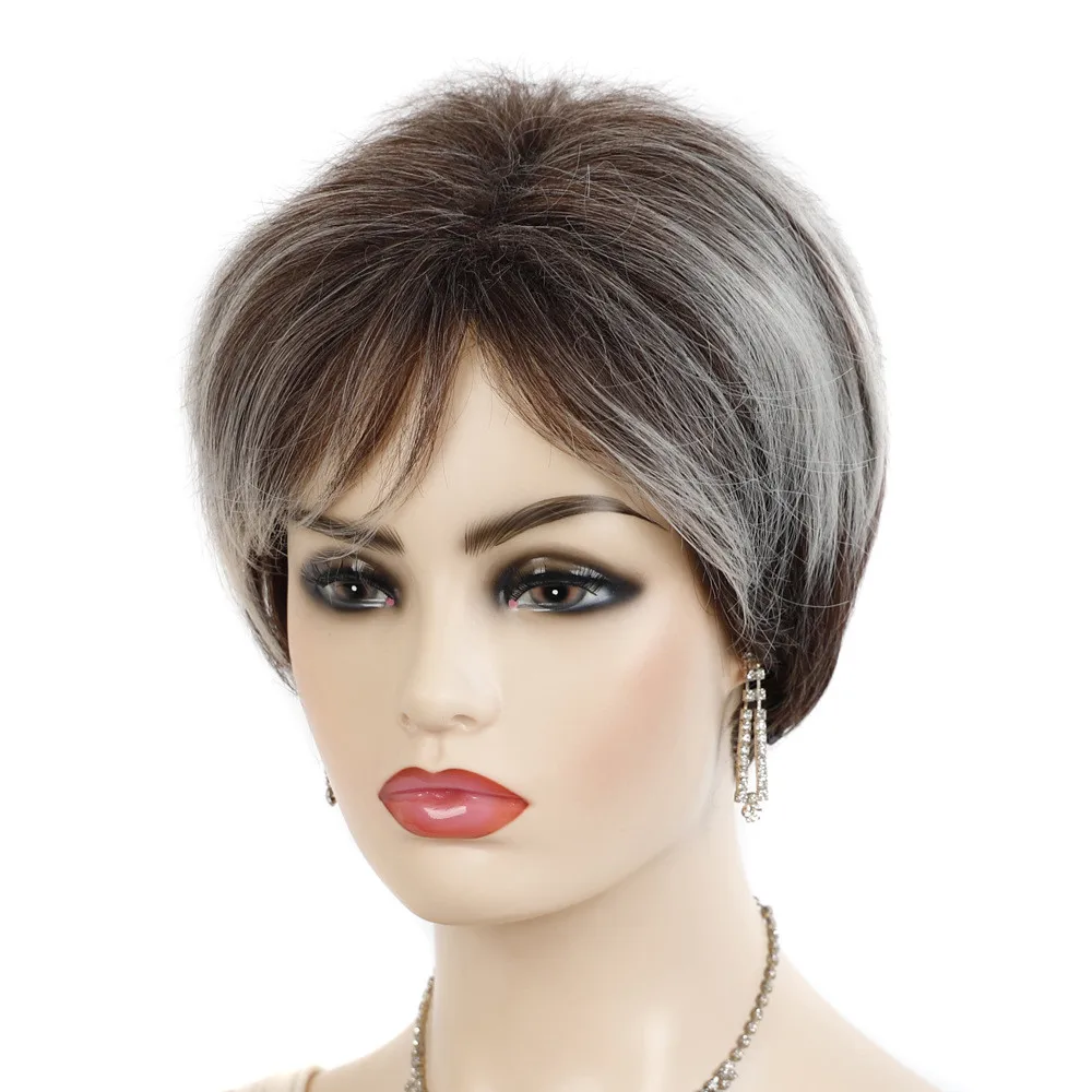 Synthetic Hair Short Straight Wig Pixie Cut Wigs For Women Black Blonde Wigs Women Cosplay Wig With Bangs Heat Resistant Fiber