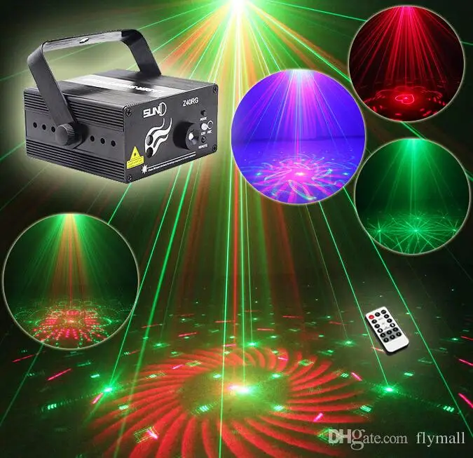 Suny RG 3 Lens 40 Patterns Mini Laser Projector Stage Light Blue LED Stage Lighting With Remote Control Show Disco DJ Party Ligh