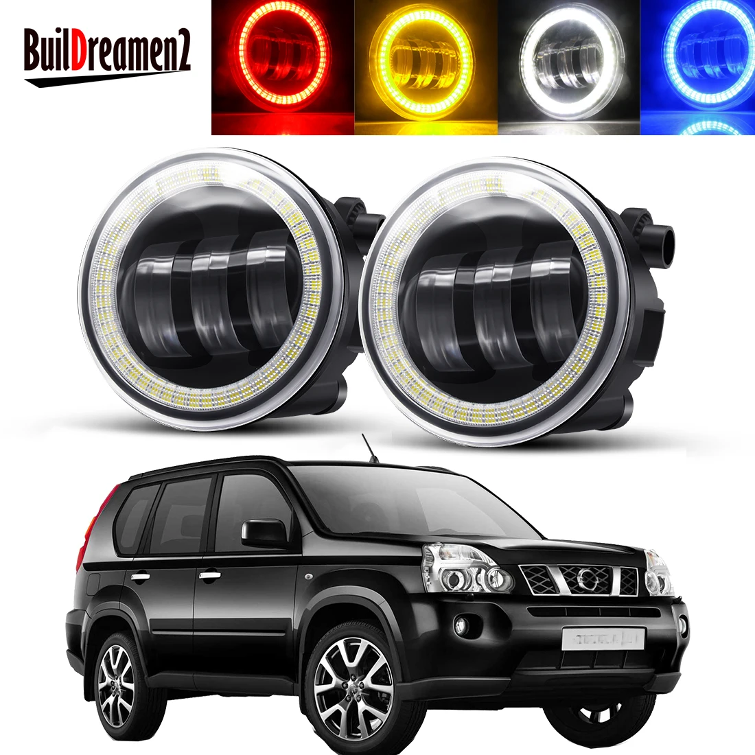 2 sztuk Angel Eye zespół światła przeciwmgielnego 30W samochodów LED obiektyw mgła dzienna reflektor do jazdy dziennej DRL 12V dla Nissan x-trail (T31) 2007-2012