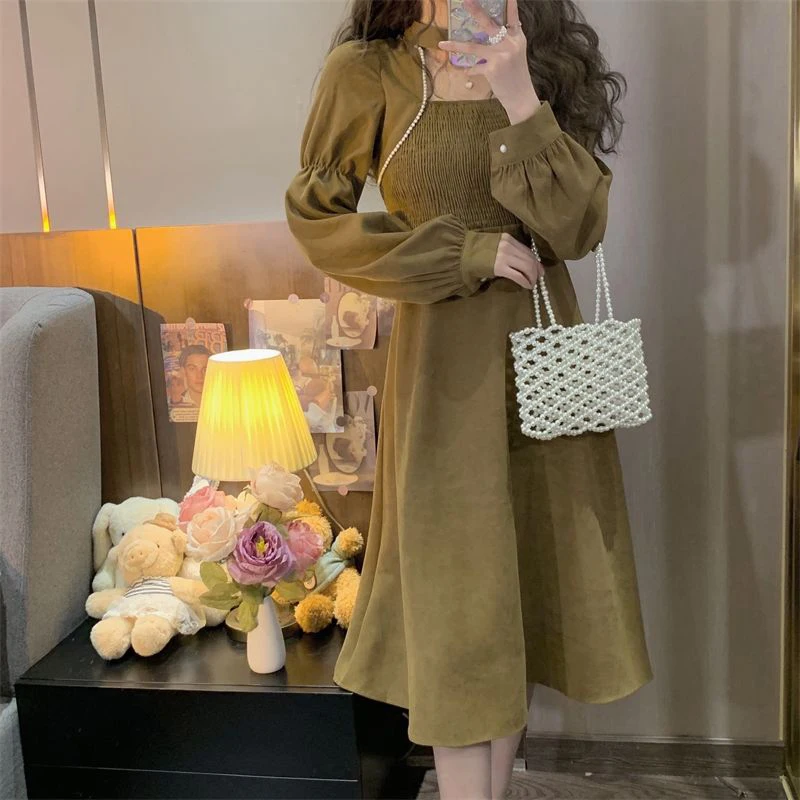 

2022 Spring Vintage Slim Women Clothes French Lady Elegant Fashion Hollow Out Dresses Party Festival Outfit Oversized Long Skirt