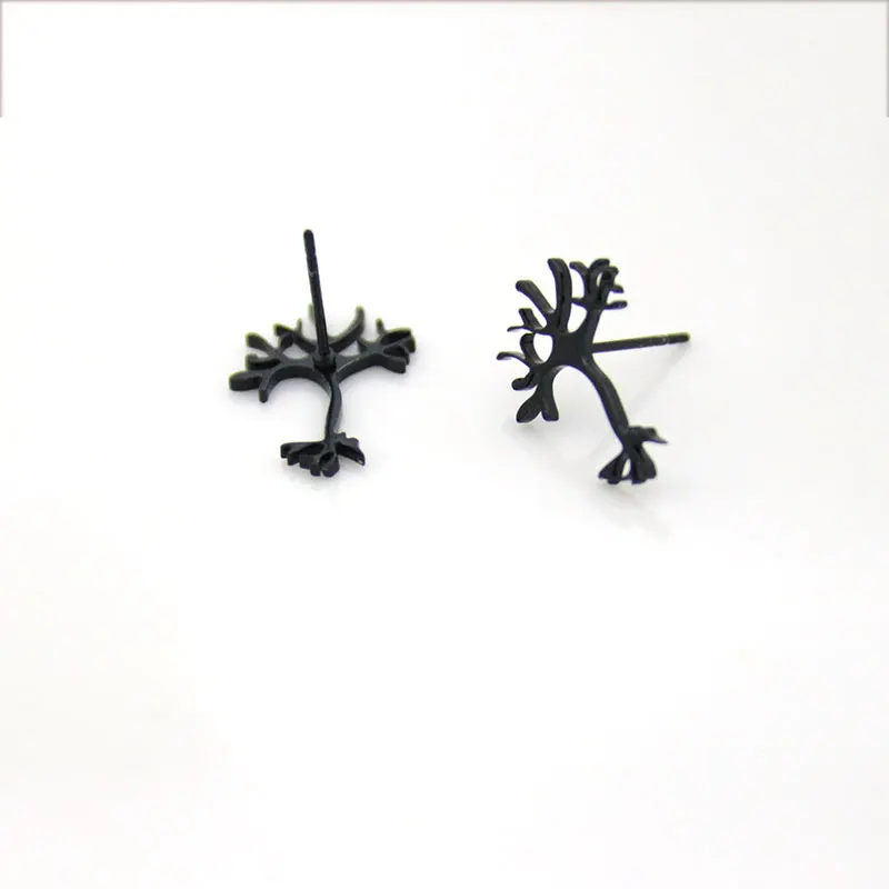 Wholesale 10 Pairs Strange Stainless Steel Root Stud Earrings Lovely Brain Neurons Earings Jewelry For Kids Women Gift