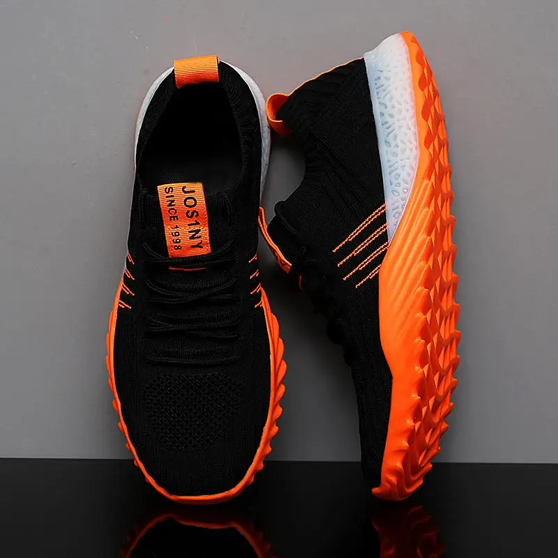 

Plus Size Light Weight Air Mesh Men Sport Shoes Women Sneakers Man Black Orange Breathable Running Shoes Men's Sports Gym D-436