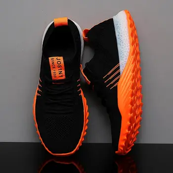 Plus Size Light Weight Air Mesh Men Sport Shoes Women Sneakers Man Black Orange Breathable Running Shoes Men's Sports Gym D-436