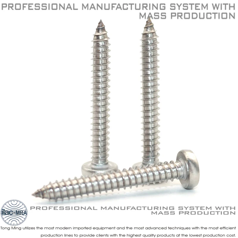 304/316 الفولاذ المقاوم للصدأ الصليب راحة عموم رئيس التنصت المسمار GB845 المسمار DIN7981 مواصفات ST4.8 #4