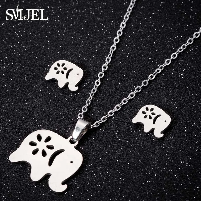 Cute Stainless Steel Butterfly Necklace & Earrings Set