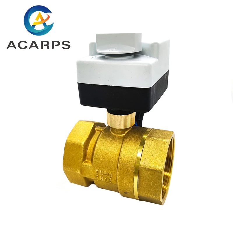 

2" Brass Electric Ball Valve Three-Wire Two-Control Two-Way Electric Actuator Internal Thread With Manual Switch AC220V