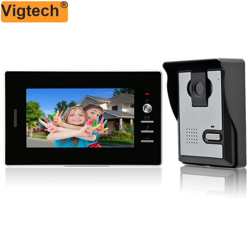 

Vigtech Video Door Intercom Doorbell Device 7'' LCD Color Wired Video Door Phone System For The Home Apartment Support Unlock