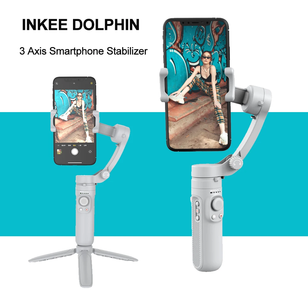 INKEE Dolphin Anti-shake Gimbal Stabilizer Bluetooth 3-axis Handheld For iphone Huawei Samsung Xiaomi Android Phone Smartphone