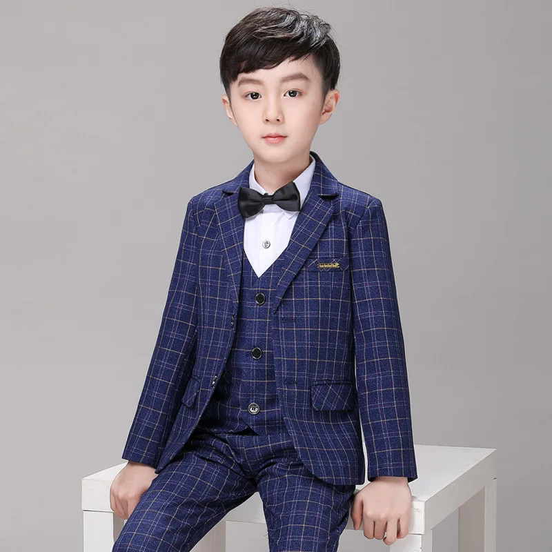 

Kids Luxurious Formal Jacket+Vest Pants Bowtie 4pcs Wedding Suit Flower Boys Birthday Dress Gentleman Party Costume