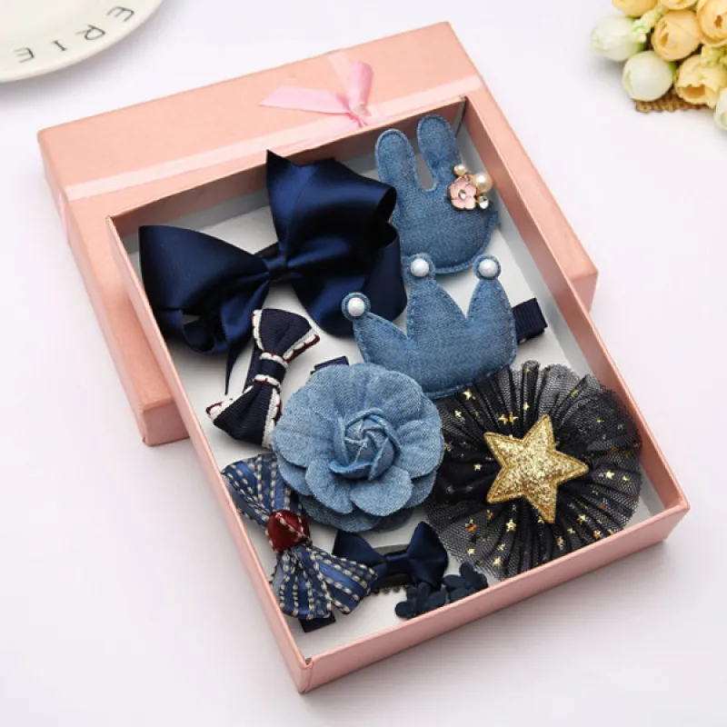 

10 Pcs / Box HairClips Set Children HairClip Cartoon Bows Crown Hair Clips Girls Cute Baby Girls Flower Hairpins Accessories