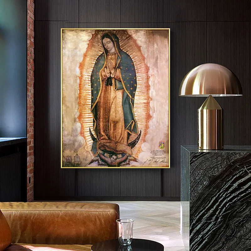 Guadalupe Lady in Mexico Art Painting Print on Canvas Posters and Prints Wall Women Picture for Living Room Home Decor No Frame