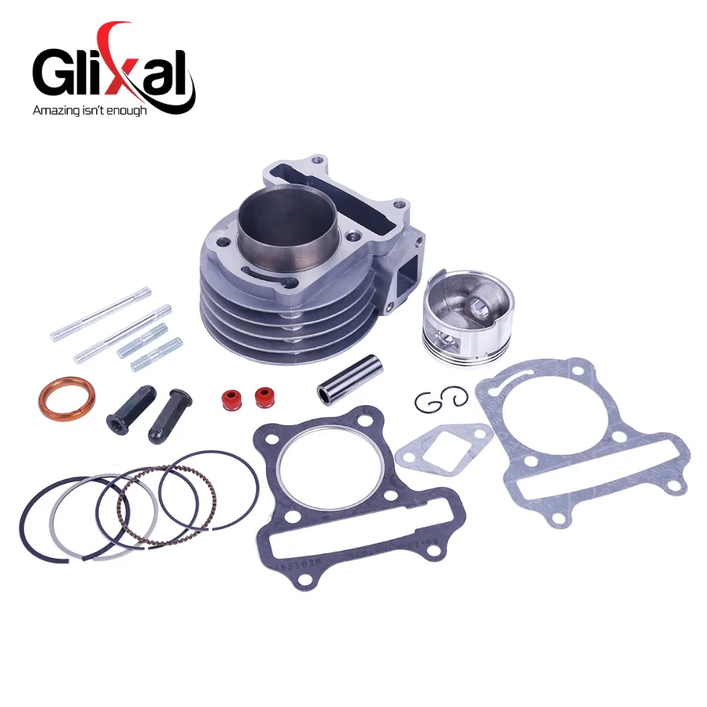 Glixal GY6 60cc 44mm Scooter Engine Rebuild Kit Big Bore Cylinder Kit Cylinder Head assy 4-stroke 139QMB 139QMA Moped Scooter