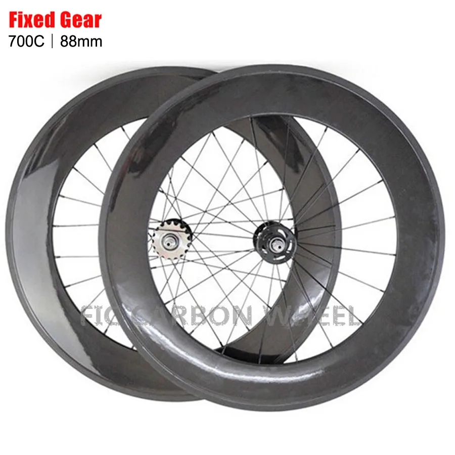 FIC 700c 60mm 88mm depth 20.5/23mm wide tubular clincher fixed gear wheel 20/24/32 hole novatec17 teeth hub carbon track wheel