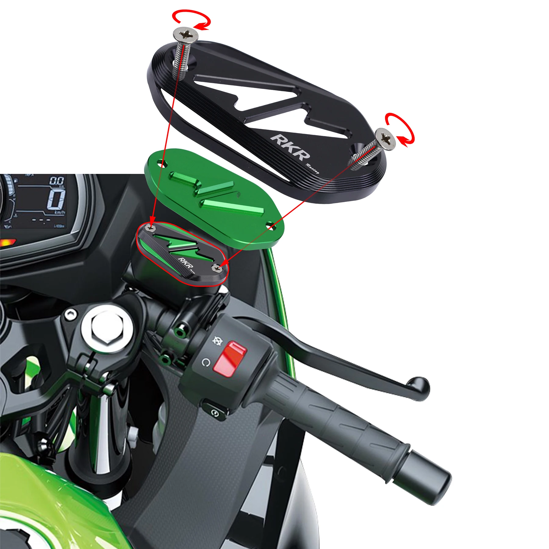 

Motorcycle Front Brake Pump Fluid Fuel Reservoir Cap Cover CNC Aluminum Decorative Cover For KAWASAKI Ninja400 Z400 NINJA 400