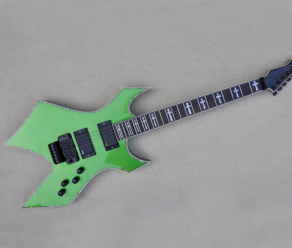 

Metallic Green 6 Strings Electric Guitar with Treomolo Bar,Rosewood Fretboard,Abalone Binding