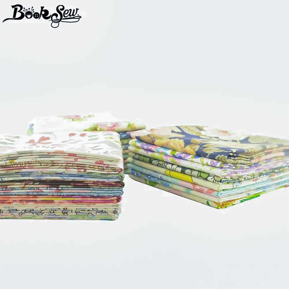 Booksew tessuto 100% cotone, 45cm x 45cm quarti grassi fiori disegni floreali, per cucire trapunte Patchwork fai da te, cuscino federa