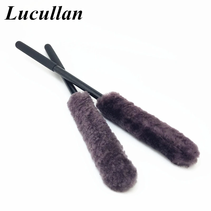 Lucullan 38CM Nature Wool Car Wash Wheel Barrels Brushes 100% Sheepskin Premium Super Soft Fiber Woolies