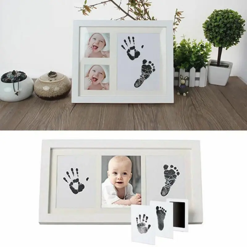 Hot Newborn Footprint HandprintBaby Souvenir Paw Print Pad Photo Frame Pad Inkless Wipe Baby Kit-Hand Foot Print Keepsake