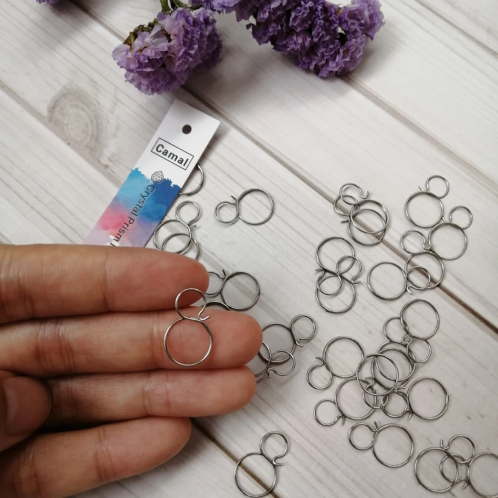 Camal 100pcs 18mm Round Double Ring Hook Connector for Crystal Prism Bead Chandelier Pendant Wedding Lighting Accessories