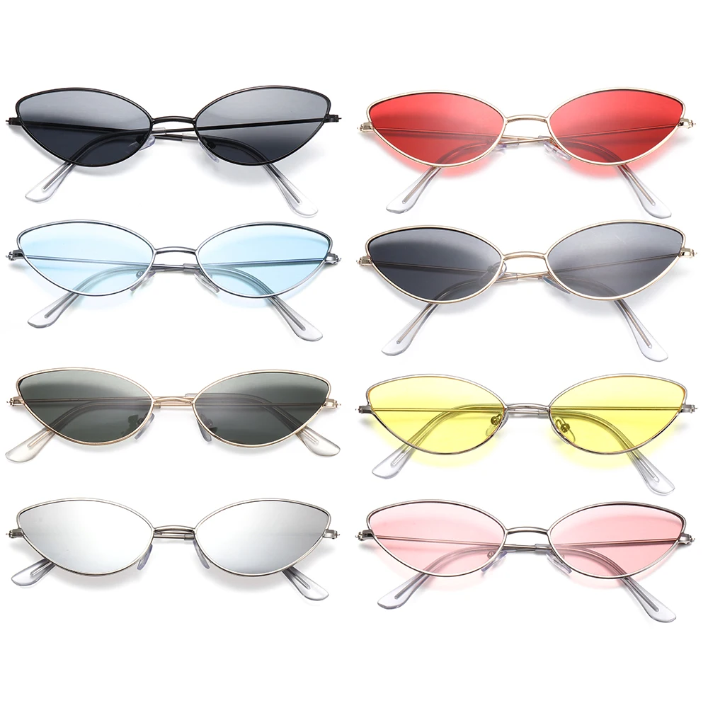 2021 Cute Sexy Cat Eye Sunglasses Luxury Metal Frame New Small Gold Red Vintage Fashion Cateye Sun Glasses Lady UV400 Eyewear