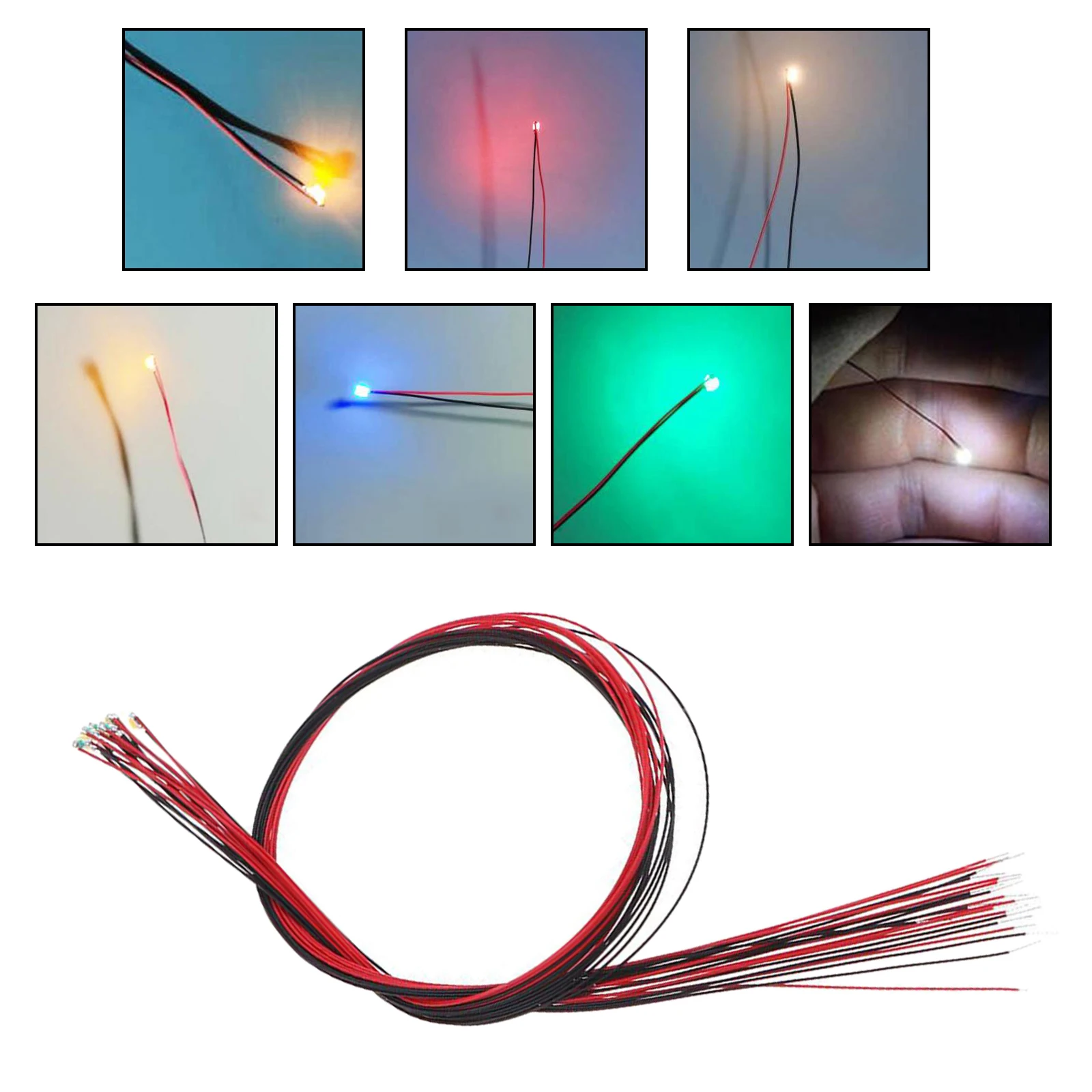 10/20pcs 0805 Pre Wired SMD LED Light Emitting Diode Micro Litz Length 11.8 Inch Electronic Component Model Wired LED Lights