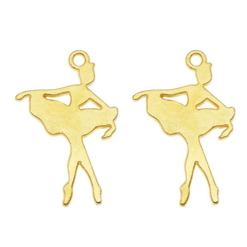 GraceAngie 20PCS  Dancing Ballet Girl Charms Gold Color Pendant Fit For Necklace Bracelet DIY Accessories Dangle Earrings