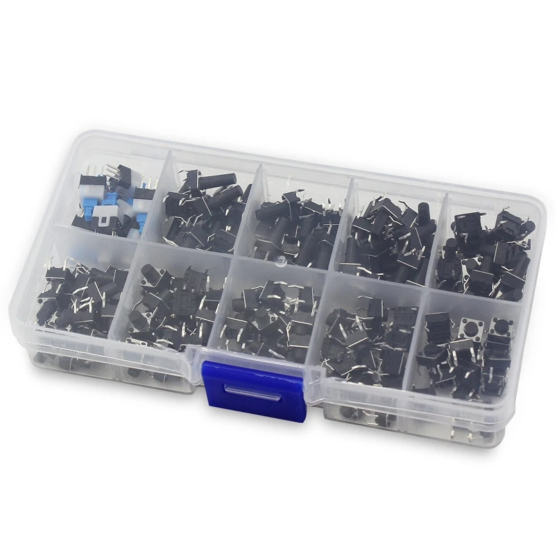 10 Values 180PCS Tactile Button Switch Mini Momentary Push Button Switch Assortment Kit