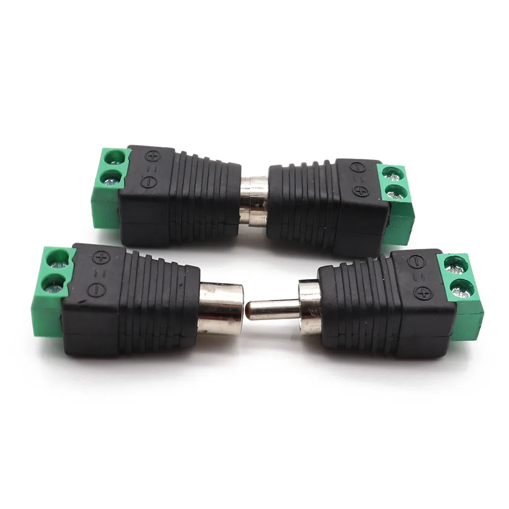 2pcs RCA Connectors Male + Female Plug TO AV Screw Terminal Video AV Balun Adapter Connector