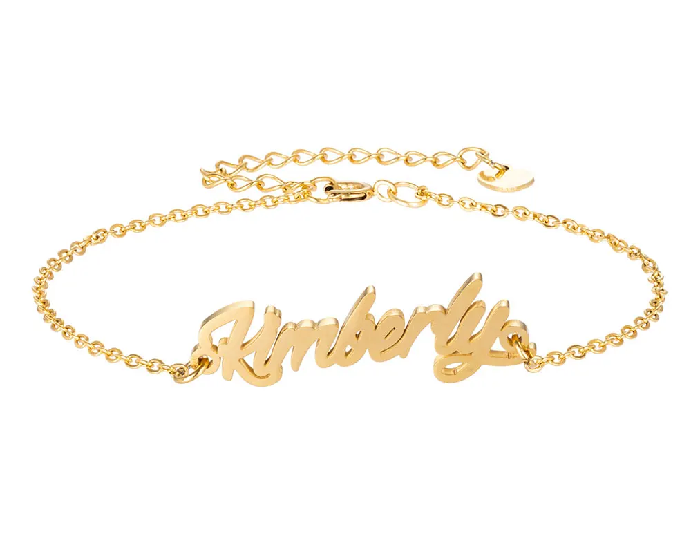 Kimberly Name Bracelet Women Girl Jewelry Stainless Steel Gold Plated Nameplate Pendant Femme Mother Girlfriend Best Gift