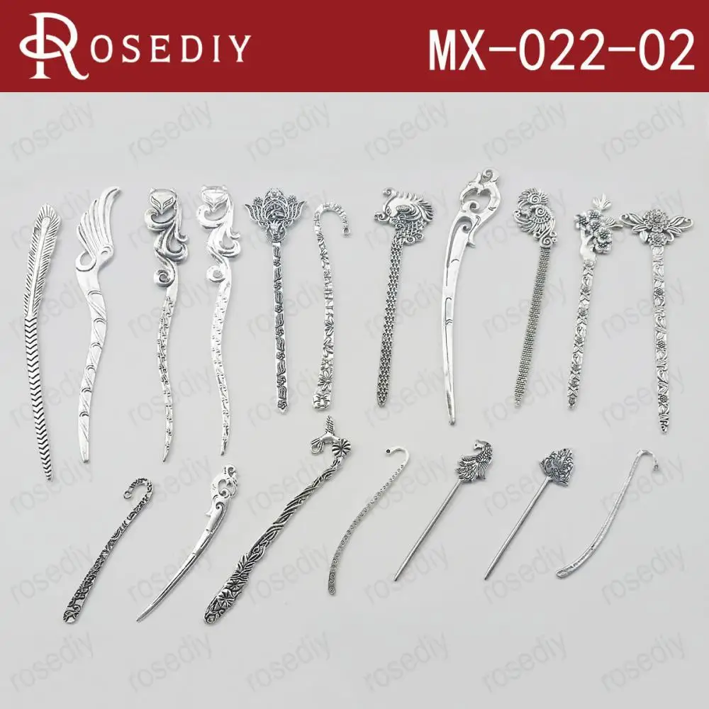 

Random Mix 16 pieces from 18 Products Antique Silver color Alloy Bookmarks Hair Sticks Envelope Knife(JM6487)