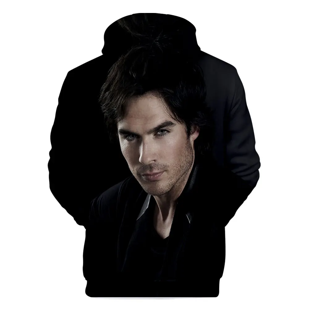 The Vampire Diaries Damon Salvatore Elena Gilbert Stefan Salvatore Hooded Sweatshirt Men/Women Casual Hoodies Pullover Tops 2021