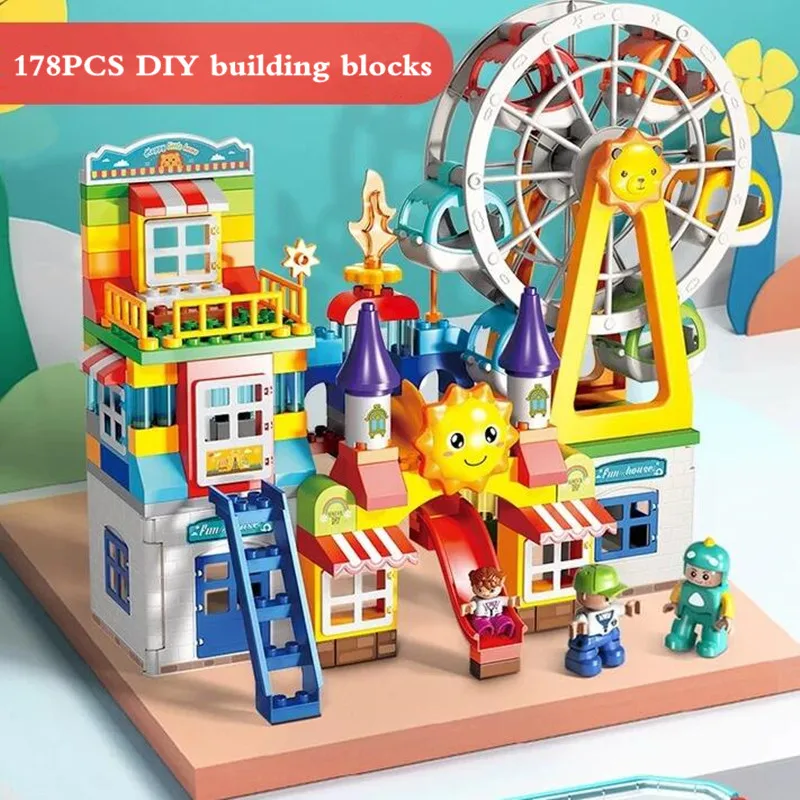 Big Particle Blocks Compatible Duploed City Blocks Villa House Castle Building Blocks DIY Brick Toy For Children Gifts