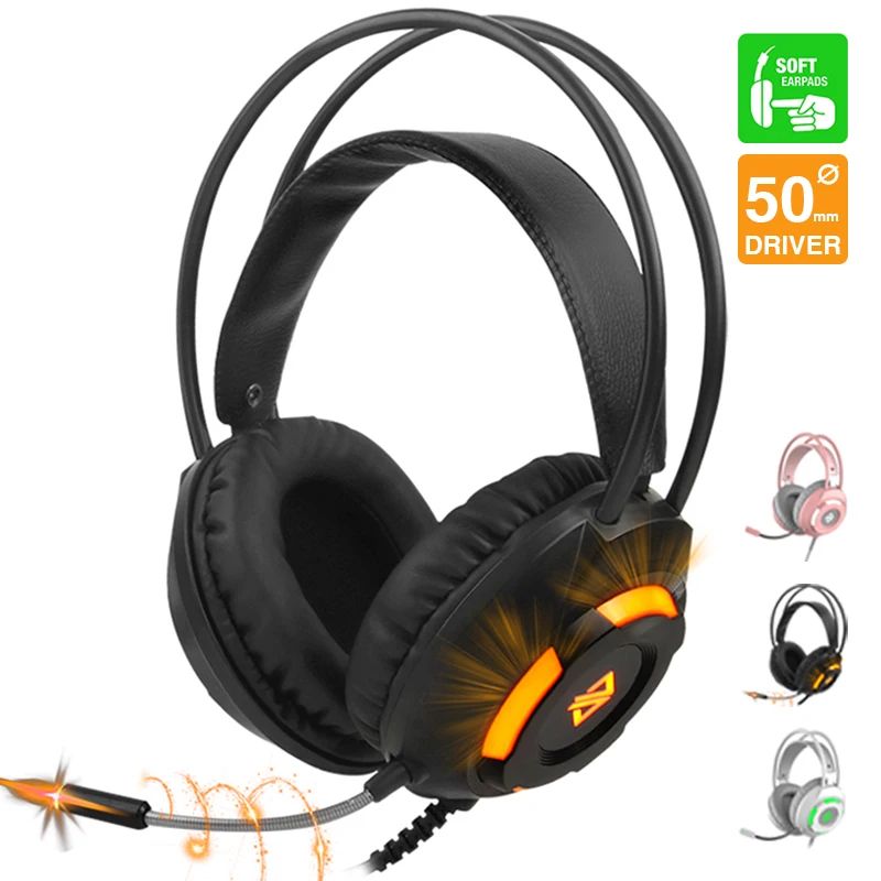 Audio USB Connector Ajazz AX120 Luminous Headset 3.5mm 50mm Surround Microphone Soft Breathable Earmuffs Earphones