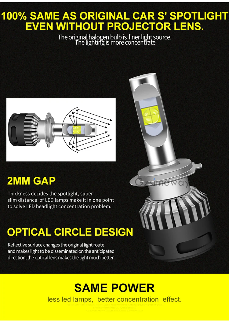 2PCS 30000LM Car Headlight H4 H7 H1 LED H8 H9 H11 6000K XHP70.2 LED Auto Light 110W 12V-24 Fog Bulb