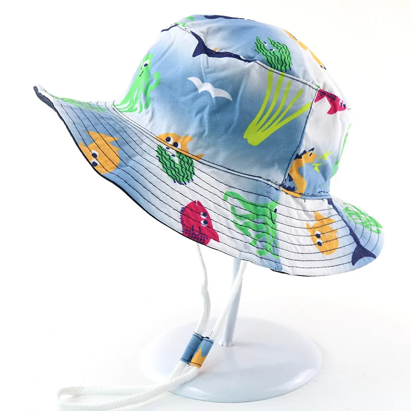 Summer Baby Bucket Hat UV Protection Boys Cap Children Outdoor Beach Girls Sun Hat Cartoon Infant Fisherman Cap