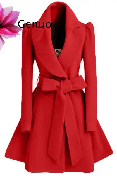 Giacca da cappotto soprabito in lana da donna coreana cappotti rosso Xl autunno e inverno giacca a vento lunga soprabito moda cappotto