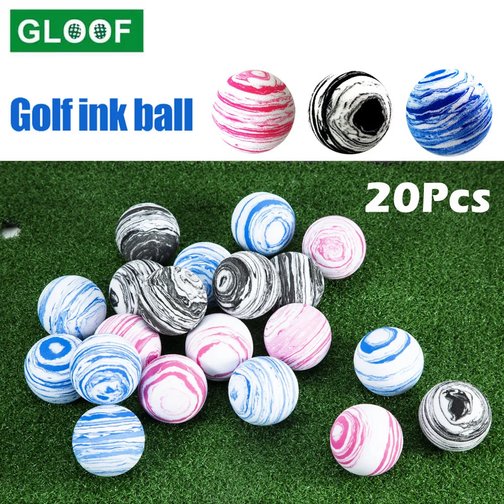 20Pcs/Set EVA Foam Golf Balls for Indoor Golf Practice Balls for Golf Training Colorful Ink Painting Ball