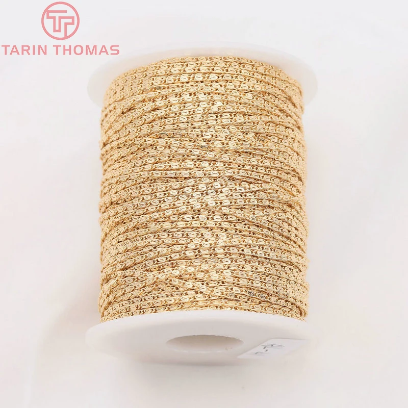 (5092)1Meter Chain Width 2MM 24K Gold Color Brass Chains for Necklace BraceletHigh Quality Diy Jewelry Findings Accessories