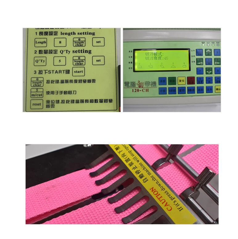 120-X computer automatic Cloth belt Oblique hot cutting machine, tape zipper Nylon webbing elastic belt cutting