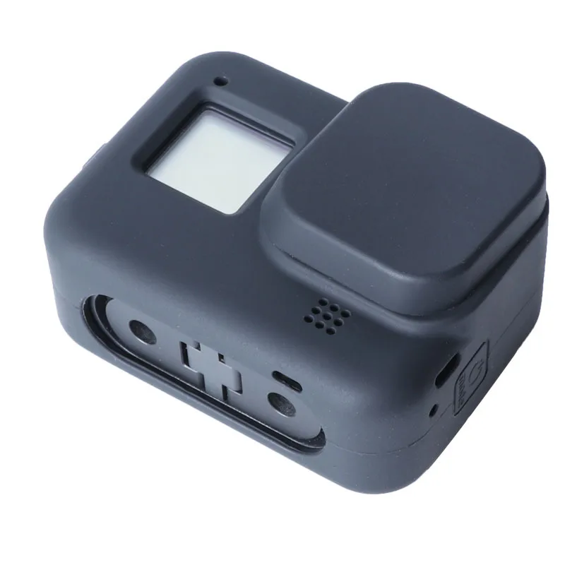 Capa protetora de silicone 3 em 1, proteção de silicone macio, cordão preto, azul e vermelho para gopro hero 8 acessórios para câmeras