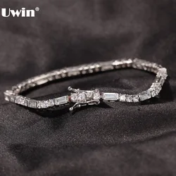 Uwin 3mm CZ Bracelets AAA Cubic Zirconia Iced Out Round and Recutangle Baguettecz Men/Women Tennis Chain Hip Hop Jewelry