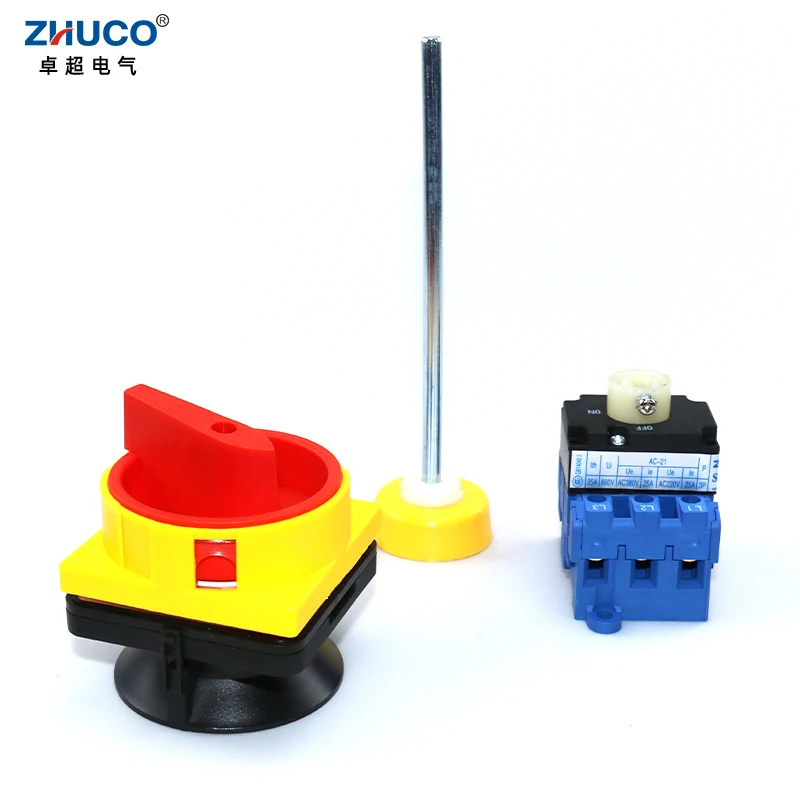 ZHUCO SZD11-25/300010-B 25A 3P ON-OFF Padlock Panel Load Break Isolator Switch With Long Bar Cam Switch For Electrical Cabinet