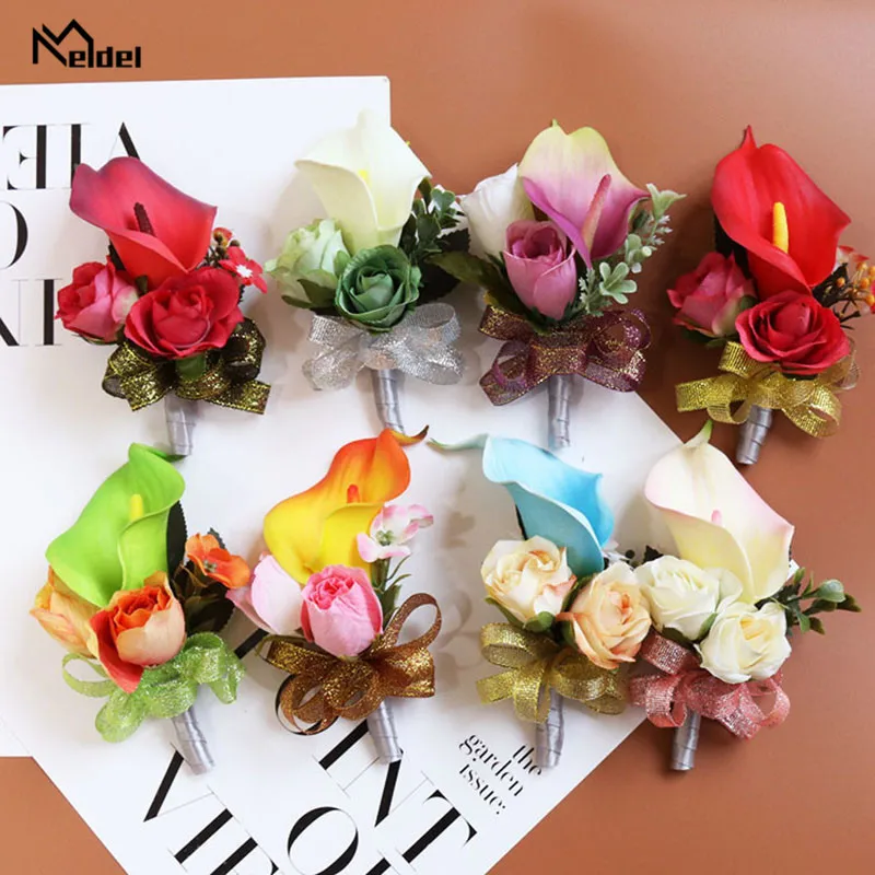 Meldel Kunstmatige Bloemen Corsage Wedding Boutonniere Nep Bloemen Corsage Armband Bruidsmeisjes Huwelijk Prom Party Accessoires