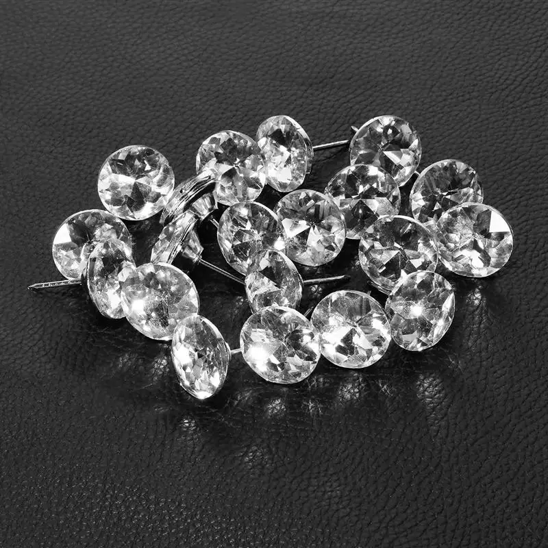 ROSENICE 20Pcs Crystal Button 25mm Diamond Crystal Upholstery Nails Tacks Sofa Headboard Sew Buttons Wall Decor (Silver)