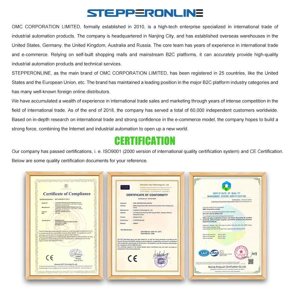 STEPPERONLINE High Temperature Nema 17 Stepper Motor 16Ncm 1A 4-Lead 17HS08-1004S Motor for CNC Extruder 3D Printer