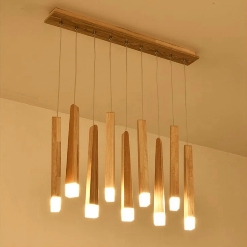 

Wood Stick Pendant Lamp Light, Kitchen Island Living Room Shop Decoration Modern Bedside Natural Wood Pipe Pendant Lights