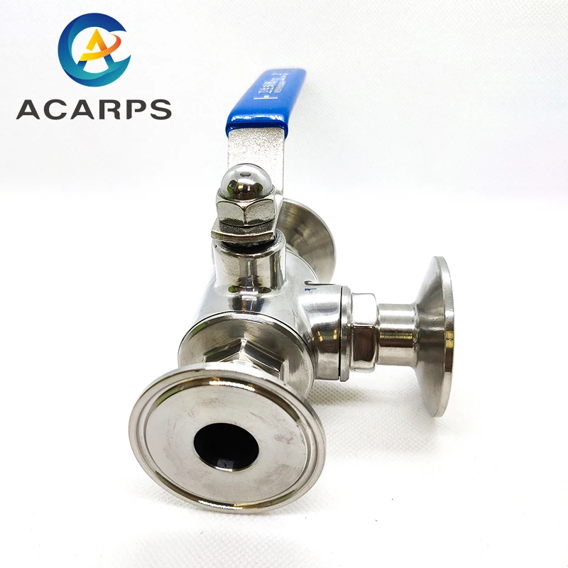 19mm 25mm 32mm 38mm  Sanitary Three-Way Ball Valve 304 Stainless Steel Quick-Loading Ball Valve Clamp Type Food Grade Valve