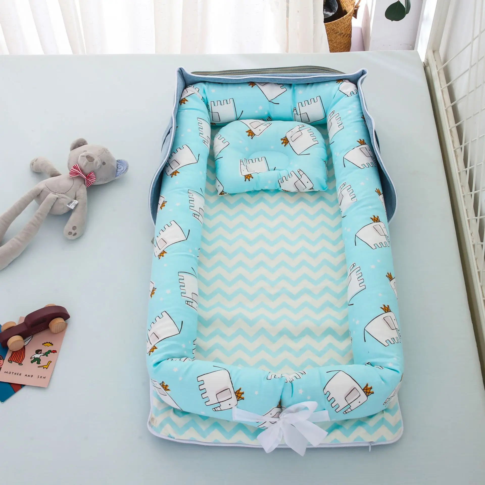 LazyChild Portable Baby Nest Bed For Boys Girls Travel Bed Infant Cotton Cradle Crib Baby Newborn Bed