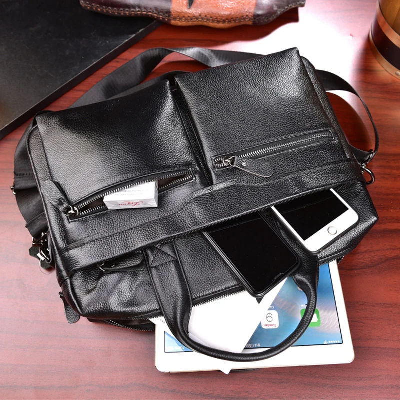 Maletín de mensajero de cuero para hombre, bolso de negocios para IPad, bolso de mano para ordenador, 2023