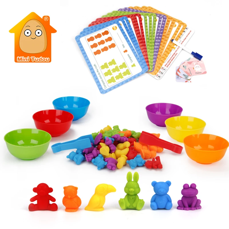 

Montessori Math Cognitive Counting Sorting Toy Soft Rubber Animal Dinosaur Traffic Model Card Kit Game Educational Toys For Kids